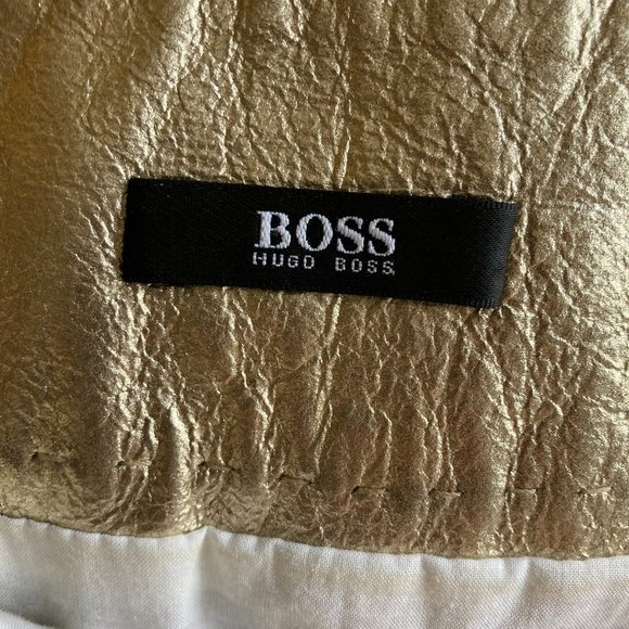 Gold leather Hugo Boss knee length skirt, size 6 - Picture 3 of 4